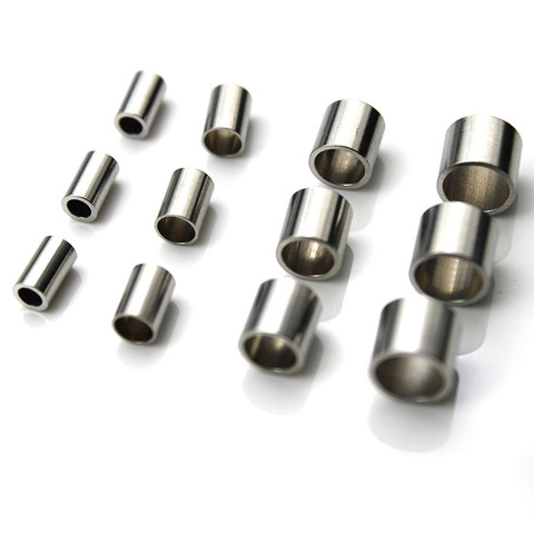20pcs Stainless Steel Metal Tube Spacer Beads Charms Slider Big Hole Beads for Jewelry Making DIY Leather Bracelet Findings ► Photo 1/4