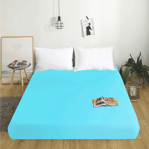 1pc 100% cotton fitted sheet reactive solid color mattress cover adjustable natural Four Corners With Elastic band bed sheet ► Photo 1/6