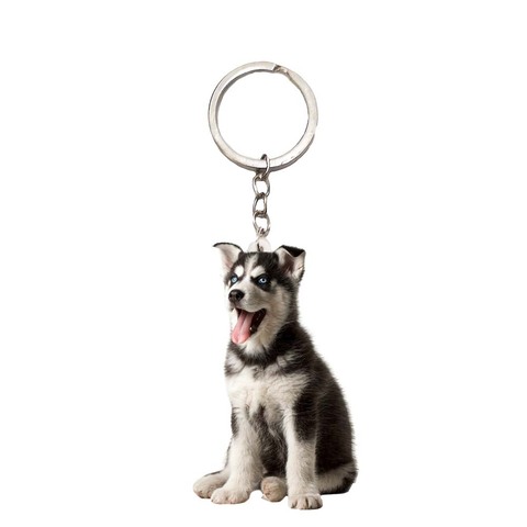 Husky Dog Acrylic Keyring Animal Sit Dogs Keychain Men Car Key Chain Ring best friends Gifts for Women Keyring ► Photo 1/1