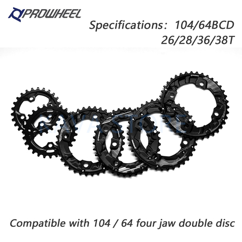 PROWHEEL 104/64BCD MTB Bicycle Sprockets Double Chainwheel 26T 28T 36T 38T Chainring Mountain Bike Crankset Tooth Plate Parts ► Photo 1/6