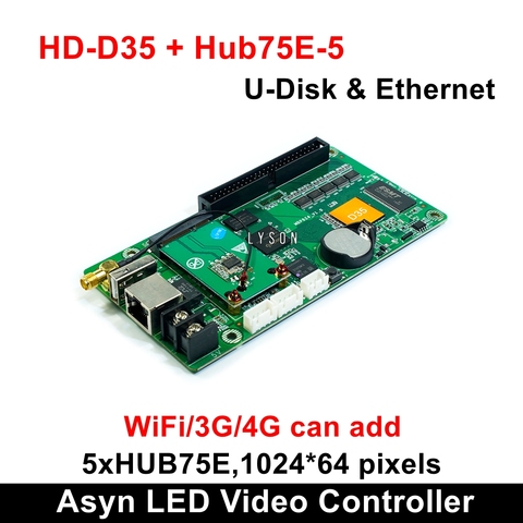 Huidu HD-D35 Asynchronous Full-color LED Video Control Card Support 1024*64 pixels Smart Setting work with P2 P3 P4 P5 Module ► Photo 1/6