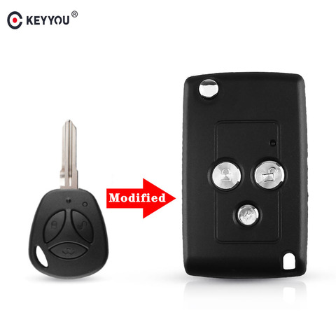 KEYYOU Replacement Modified Flip Folding Car Remote Key Shell For Lada Kalina Granta 3 Buttons Auto Blank Key Case Fob Cover ► Photo 1/6