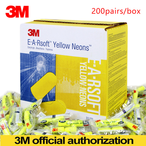 3M Bullet Earplugs E-A-RSoft Yellow Neon 312-1250 Elastic Noise Reduction Wireless NRR:33dB/SNR:36dB LT086 ► Photo 1/6