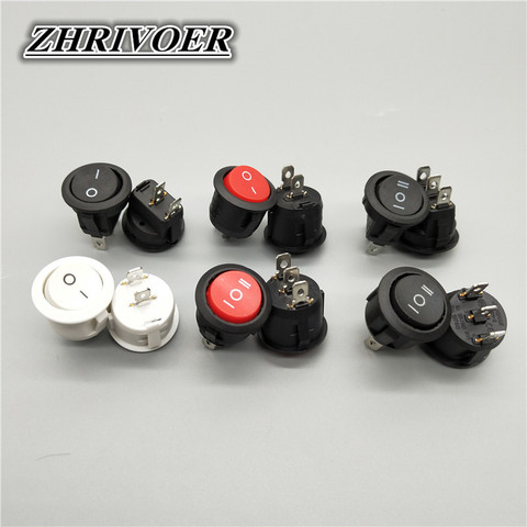 5Pcs KCD1-105 Diameter Small Round Boat Rocker Switch Black Mini Round Black White Red 2Pin 3Pin ON-OFF ON-OFF-ON Rocker Switch ► Photo 1/6