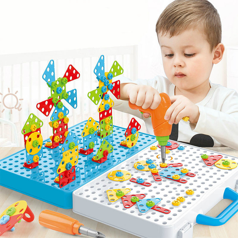 188/276/399pcs Electric Drill Screwing Block Toys Assembly Tools Sets DIY 3D Puzzle Toys Children Educational Toys Kids Gift ► Photo 1/6