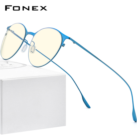FONEX Anti Blue Light Blocking Glasses Women Brand Designer 2022 New Vintage Round Antiblue Rays Computer Eyeglasses Men FAB016 ► Photo 1/6