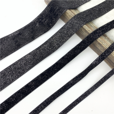 6MM-38MM Black Glitter Velvet Ribbon For Handmade Gift Bouquet Wrapping Supplies Home Party Decorations Christmas Ribbon ► Photo 1/1