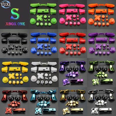 YuXi Full Sets Chrome Button Replacement For Xbox One S Dpad ABXY Trigger Grips stick Parts for Xbox One S Controller ► Photo 1/6