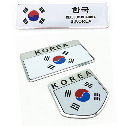 3D Metal Korea Korean National Flag Badge Car Front Grill Grille Emblem Sticker Racing Sports Decal for Hyundai Kia Renault ► Photo 1/6