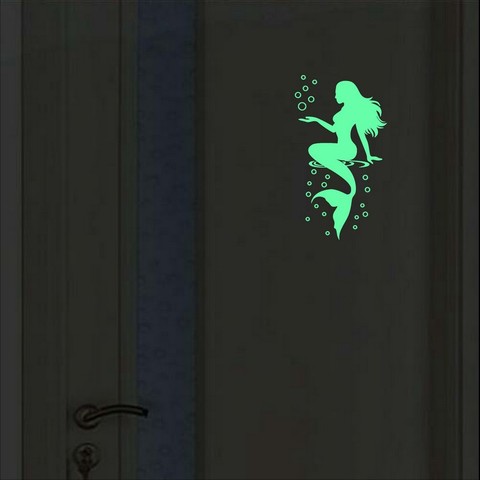 Glowing Mermaid Wall Stickers for Home Decoration Bathroom Door Sign Decal Glass Cartoon Wallpaper House Luminous Toilet Sticker ► Photo 1/6