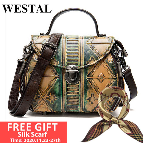 WESTAL women's bags genuine leather luxury handbags women bag designer shoulder bags for women messenger/crossbody bags totes ► Photo 1/6