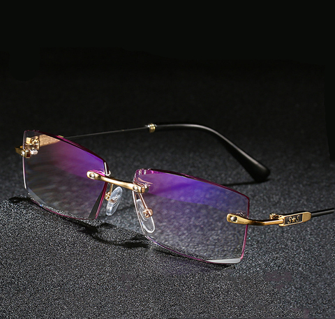 Luxury Diamond Cut Reading Glasses Women Rimless Gold Frame Delicate Design Fashion Anti-blu Anti Fatigue +1 +1.5 +2 +2.5 to +4 ► Photo 1/6