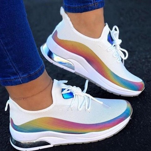 Women Colorful Running Sneakers Ladies Casual Shoes Lace Up Vulcanized Shoes Female Flat Walking Shoes Woman Sport Shoes ► Photo 1/6