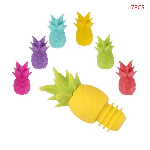 2022 New 7Pcs/Set Creative Pineapple Shape Wine Bottle Stopper Kitchen Bar Cap Tool Wedding Party Gift JUL3 ► Photo 1/6