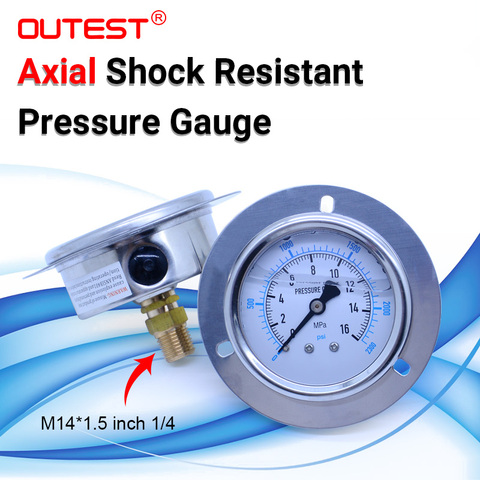 OUTEST Axial stainless steel  Air oil water Hydraulic Pressure gauge Thread G 1/4 manometer pressure gauge 17 measuring range ► Photo 1/6