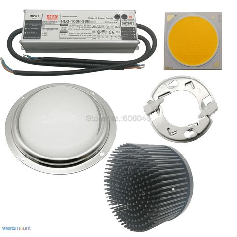 CREE COB CXB3590 LED Grow Light Ideal Holder 50-2303CR Pin Fin Heatsink Meanwell 60W 100W Driver 100mm Glass Lens DIY Set ► Photo 1/6