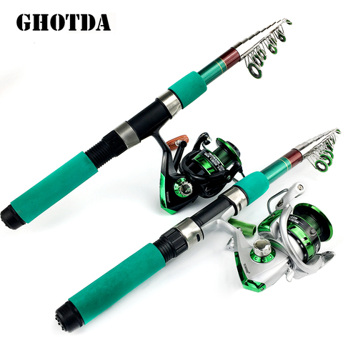 Spinning Rod And Reel Combo Mini Telescopic Fishing Rod 1.8 2.1 2.4 2.7 3.0 3.6M  Metal Spool Fishing Reel Set ► Photo 1/6