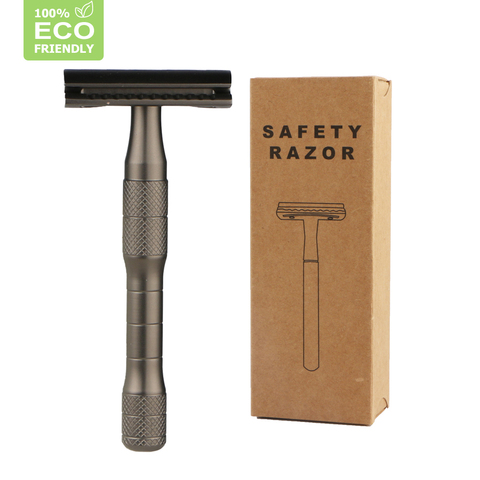 HAWARD Matte Black Safety Razor Fits All Double Edge Razor Blades Classic Manual Metal Razor For Men&Women,20 Shaving Blades ► Photo 1/6