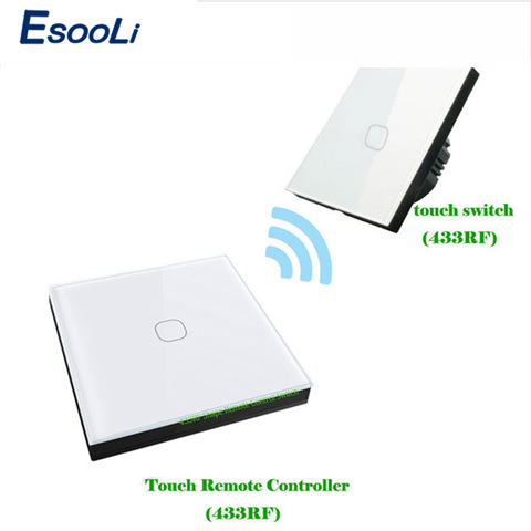 Esooli EU Standard 1/2/3 Gang 2 Way Wireless Remote Wall Light Touch Switch Wireless Stick Remote Touch Switch ► Photo 1/6