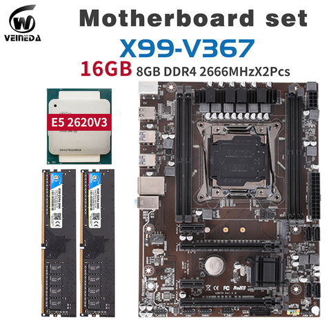 VEINEDA X99 D4 DDR4 Motherboard Set With XEON E5 2620 V3 LGA2011-3 CPU 2pcs X 8GB = 16GB 2666MHz DDR4 PC4 Memory ► Photo 1/6