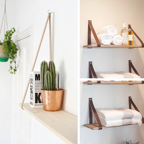 Nordic Felt/PU Wooden Decorative Wall Shelf Storage Rack Organization for Kitchen/ Kids Room DIY Wall Decor Holder Home Display ► Photo 1/6