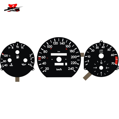 DASH C-H-L 240 KM for W124 W126 W201 190E 1985 1995 EL Glow Gauge Black Panel White Lighting ► Photo 1/5