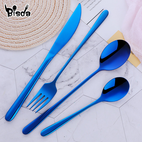 Korean Flatware Set 18/8 Stainless Steel Cultery Dinnerware Silverware Knife Fork Spoon Teaspoon Western Dinner Set Dropshipping ► Photo 1/6