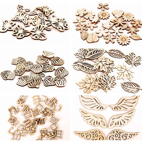 Wooden Animal Leaves Painting Scrapbooking Embellishments Craft Handmade Home Decoration Accessories DIY ► Photo 1/6