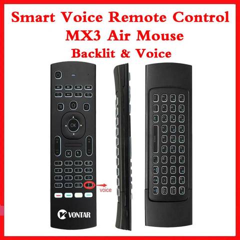 Backlight MX3 PRO Air Mouse Voice Remote Control 2.4G Wireless Keyboard MX3 Russian English IR Learning For H96 X96 Max TV BOX ► Photo 1/6