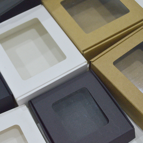 10 pcs Big Gift Box For Packaging Small Rectangle Box With Window Brown Kraft Box Thin Cardboard Box Custom Packaging Box Sales ► Photo 1/6