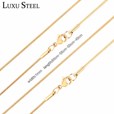 LUXUSTEEL Women Men Snake Chain Necklaces Stainless Steel Gold/Silver Color Filled  Lobster Clasp Necklaces For Pendants ► Photo 1/6