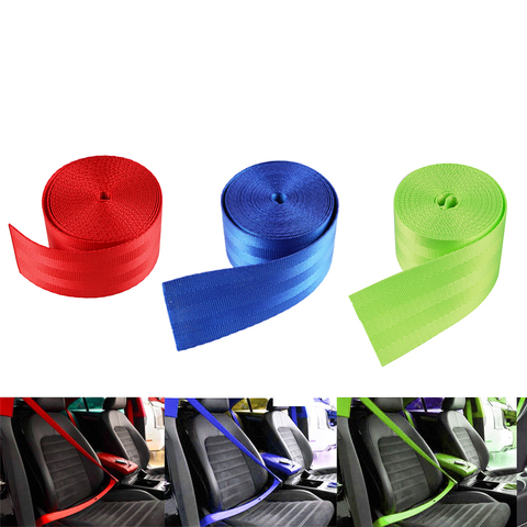 Car 3.6M Red Seat Belt Webbing Polyester Seat Lap Retractable Nylon Safety Strap Red/Blue/Green For Universal ► Photo 1/6