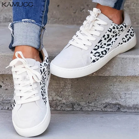 Women Spring Canvas Shoes New Light Slip on Flat Ladies Casual Shoes Woman Loafers White Sneakers Leopard Flats Plus Size ► Photo 1/6