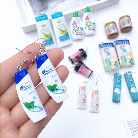 Women Earring Made Cute Girls Eardrop Funny Gift Sweet Handmade Cartoons Mini Fruit Drink Ham Sausage Toothpaste Shampoo ► Photo 1/5