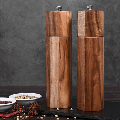 Wooden Salt and Pepper Grinders, Manual, Sea Salt and Pepper Mills for Seasoning, Meal Prep, Cooking, Serving, Dining, Tableware ► Photo 1/6