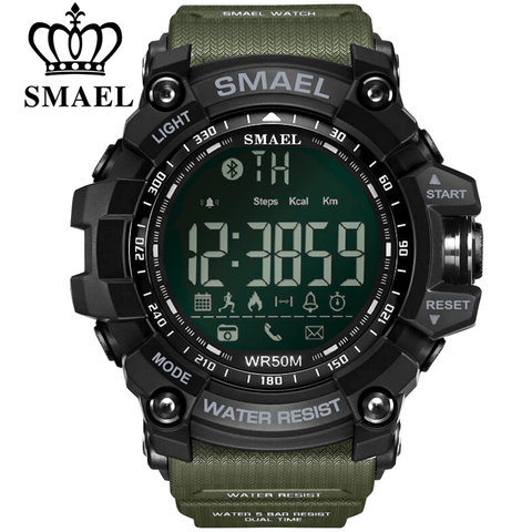 SMAEL Mens Chronograph Watches Sport Male Clock Stop Army Military Watch Men Multifunction Waterproof LED Digital Watch for Man ► Photo 1/6