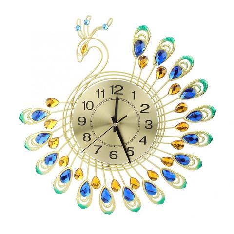 Iron Modern Wall Clock Large 3D Peacock Shape Non Ticking Silent Clock For Living Room Decor Non-Ticking Kitchen Wall Clocks ► Photo 1/5