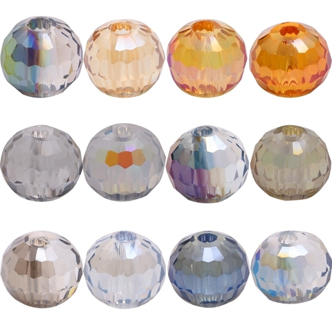 10Pcs/Lot Faceted Round Ball Bead 14/16MM Big Hole Beads Plated Glass Jewelry Making DIY Crystal Crafts Beading for Decoration ► Photo 1/6