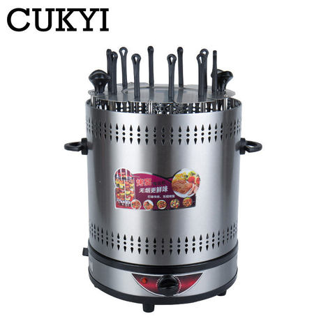 CUKYI Electric Grill 6/8/10 sticks Automatic revolving Vertical Grill Timing Barbecue tools smokeless Mutton BBQ Skewers machine ► Photo 1/4