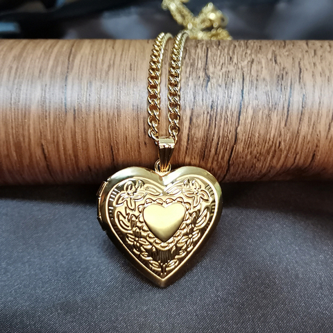 Photo Frame Locket Pendant Necklace Gold Color Heart Allah Cross Shape Choker Collar Necklace For Women Men Jewelry Dropshipping ► Photo 1/6