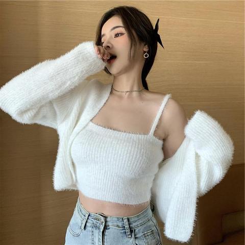 Cardigan spring jacket women's knitted camisole women's sweet all-match soft and waxy sweater short tops women's trend ► Photo 1/6