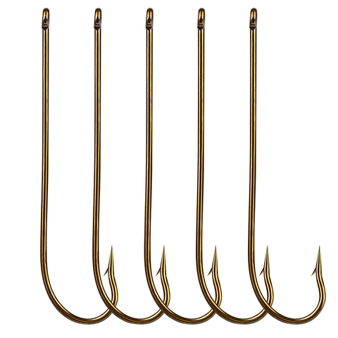 10pcs Carbon Steel Fishing Hooks Gold Barbed Hook For Soft Barbed Fishing Hooks Circle High Carbon Steel Sharpened Bait 9353 ► Photo 1/6