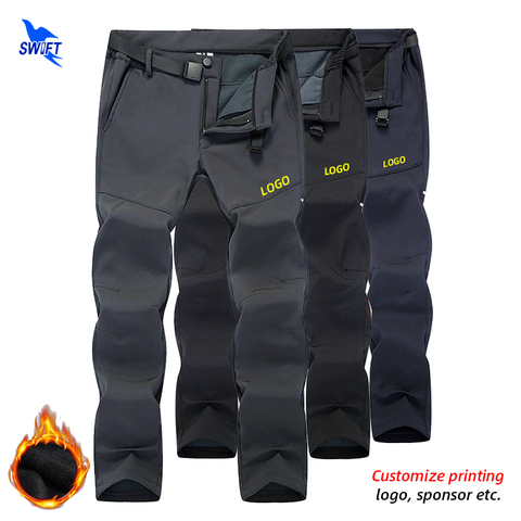 Winter Thicken Fleece Thremal Hiking Pants Men Softshell Trousers Kids Boy Outdoor Waterproof Trekking Skiing Clothing Customize ► Photo 1/6