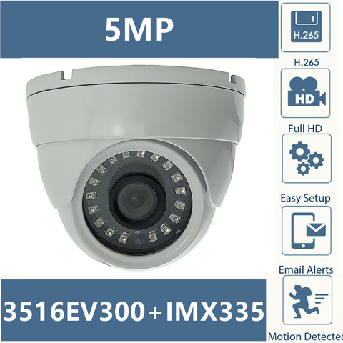 3516EV300+Sony IMX335 IP Metal Dome Camera 5MP 2592*1944 H.265 Low illumination Infrared IRC NightVision Onvif CMS XMEYE P2P ► Photo 1/6