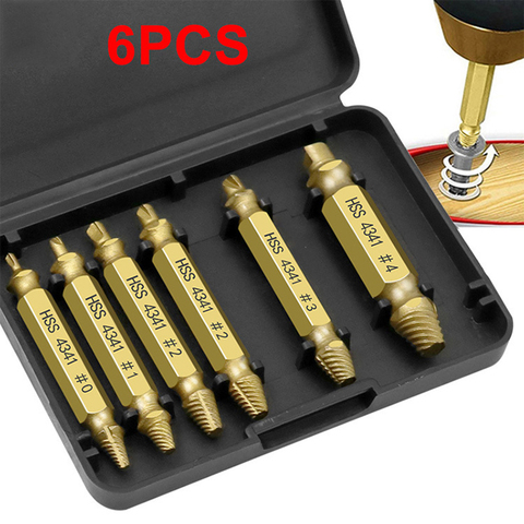 6pcs Damaged Screw Extractor Drill Bit Set Easily Take Out Broken Screw Bolt Remover Stripped Screws Extractor Demolition Tools ► Photo 1/6