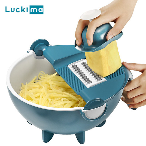 Multifunction Vegetable Cutter Slicer Manual Shredder Potato Carrot Cheese Grater Mandoline Chopper Peeler Draining Basket ► Photo 1/6