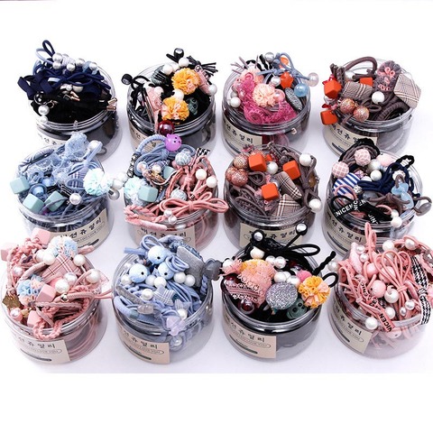 8/12/16/20/25Pcs New Women Girls Basic Knot Pearls Elastic Hair Bands Scrunchies Ponytail Holder Headbands Hair Accessories Set ► Photo 1/6