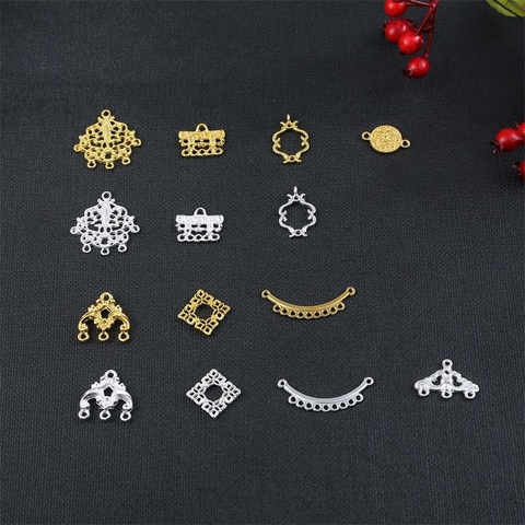 2022 New 10 Pcs/Pack Gold/Silver Zinc Alloy Metal Charms Pendant Filigree Connectors for DIY Handmade Jewelry Making ► Photo 1/6