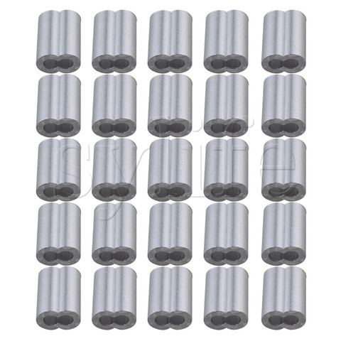 25PCS 3mm Double Hole Wire Rope Aluminum Clamp Clip Sleeve M3 ► Photo 1/3