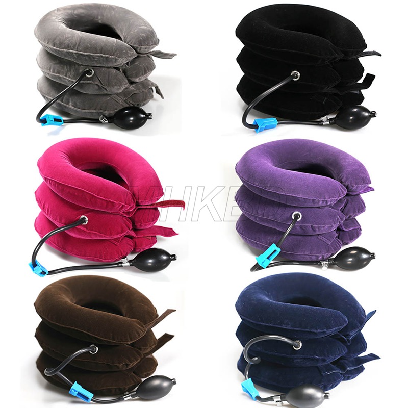 Mhkbd 3 Layers Neck Traction Full Velvet Massage Inflatable Collar Pillow Neck Massager Tractor 